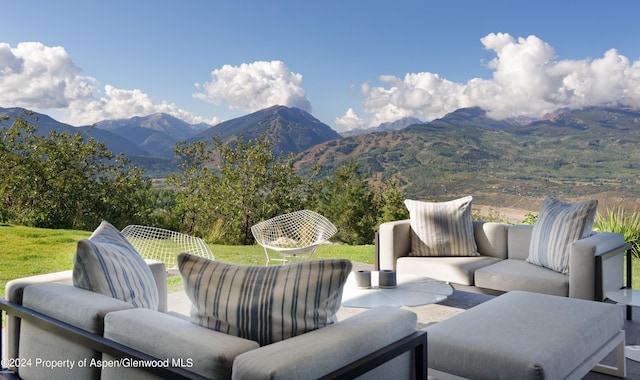 542 Carroll Dr, Aspen, CO 81611 - view of patio / terrace with outdoor lounge area and a mountain view