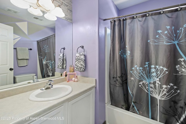 2086 Acacia Ave, Rifle, CO 81650 - full bath with vanity, shower / bath combo with shower curtain, and a chandelier