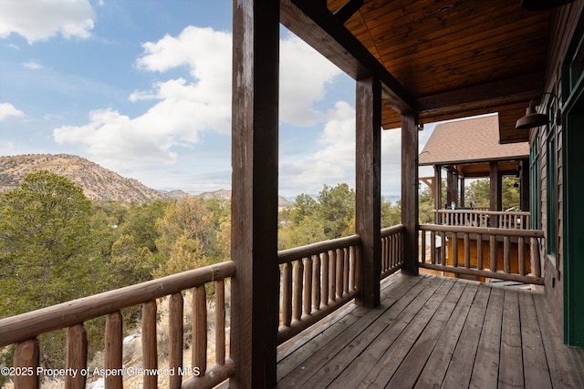 deck with a mountain view