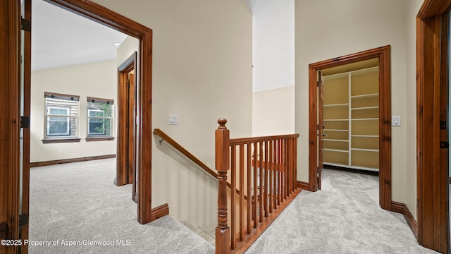 225 Juniper Ct, Basalt, CO 81621 - corridor with carpet, an upstairs landing, and lofted ceiling
