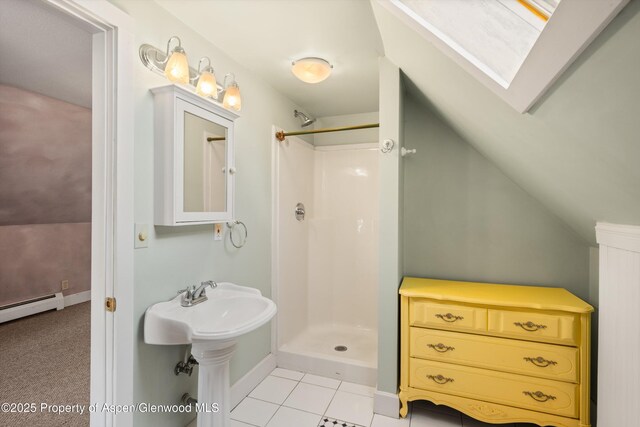 440 Whiteriver Ave, Rifle, CO 81650 - full bath with a shower, lofted ceiling, and tile patterned floors