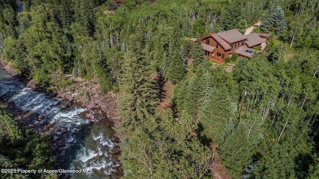 606 Dorais Way, Redstone, CO 81623 - aerial view of property and surrounding area featuring a heavily wooded area