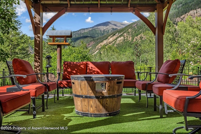 606 Dorais Way, Redstone, CO 81623 - view of patio / terrace with a mountain view and a gazebo