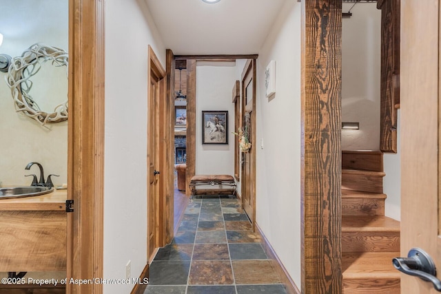 606 Dorais Way, Redstone, CO 81623 - hall with a sink and stone finish floors