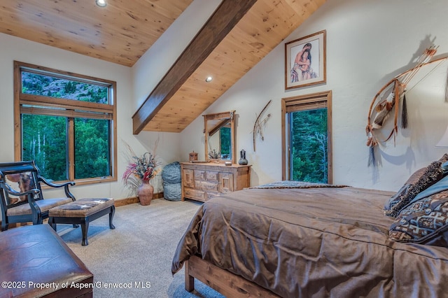 606 Dorais Way, Redstone, CO 81623 - carpeted bedroom featuring wood ceiling and recessed lighting