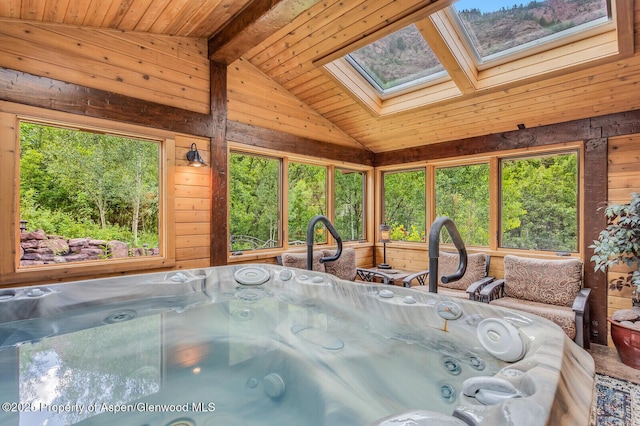 606 Dorais Way, Redstone, CO 81623 - sunroom with a hot tub and a skylight