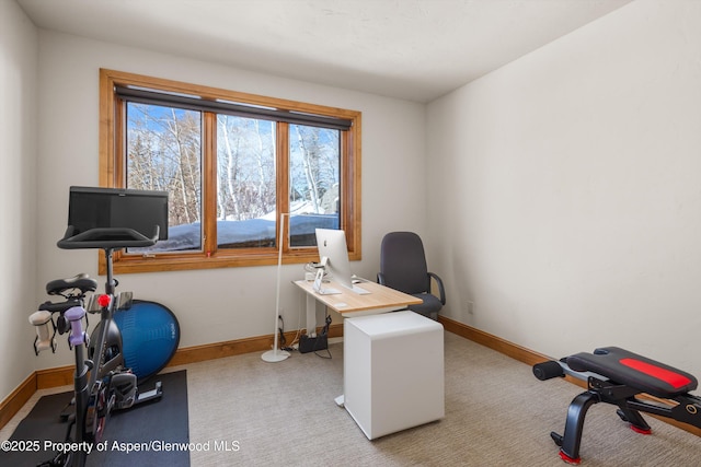 view of carpeted office space