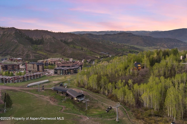 172 Deer Ridge Ln, Snowmass Village, CO 81615 - aerial view at dusk of a mountain view
