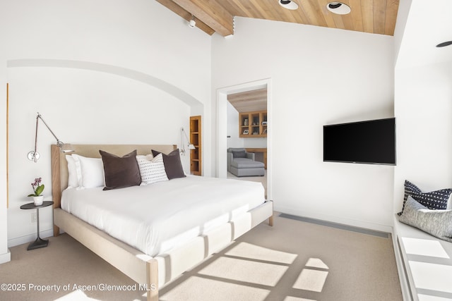 172 Deer Ridge Ln, Snowmass Village, CO 81615 - carpeted bedroom featuring wood ceiling and baseboards