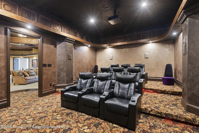 view of carpeted cinema