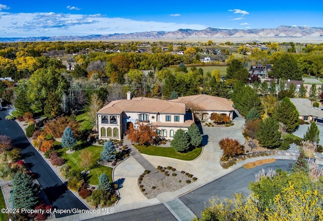 aerial view featuring a mountain view