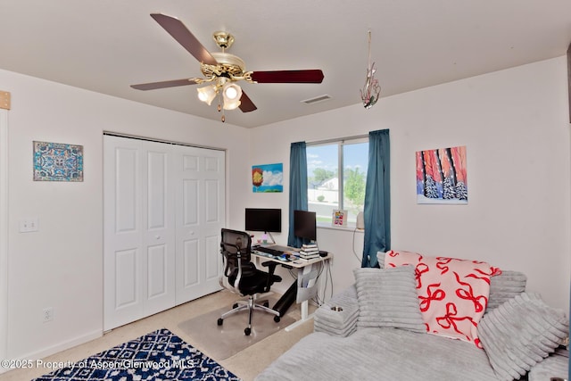 2939 Jon Hall Rd, Grand Junction, CO 81503 - carpeted office space featuring a ceiling fan and baseboards