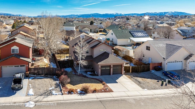 aerial view with a residential view and a mountain view