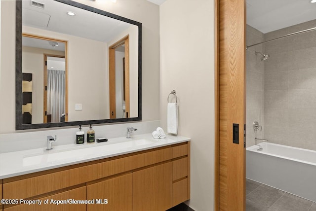 77 Wood Rd Unit 507-10, Snowmass Village, CO 81615 - full bathroom with shower / bath combination, double vanity, and tile patterned floors