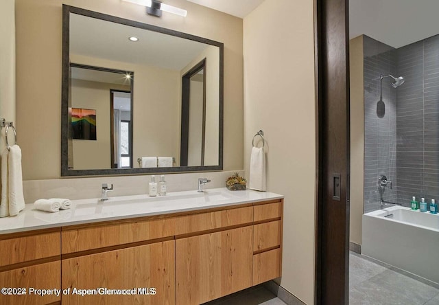 77 Wood Rd Unit 507-10, Snowmass Village, CO 81615 - bathroom with double vanity, shower / tub combination, and tile patterned flooring