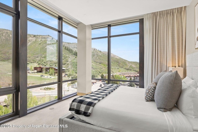 77 Wood Rd Unit 507-10, Snowmass Village, CO 81615 - bedroom featuring a mountain view, carpet floors, and floor to ceiling windows