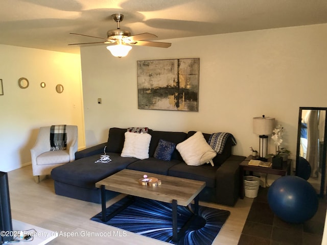 1527 Blake Ave Unit 201, Glenwood Springs, CO 81601 - living room with ceiling fan and wood finished floors