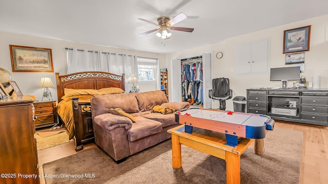 1028 Breeze St, Craig, CO 81625 - bedroom with a closet, ceiling fan, and wood finished floors