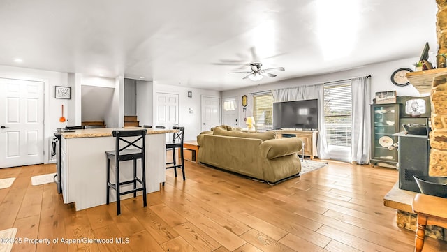 1028 Breeze St, Craig, CO 81625 - living area with ceiling fan, recessed lighting, and light wood-style flooring