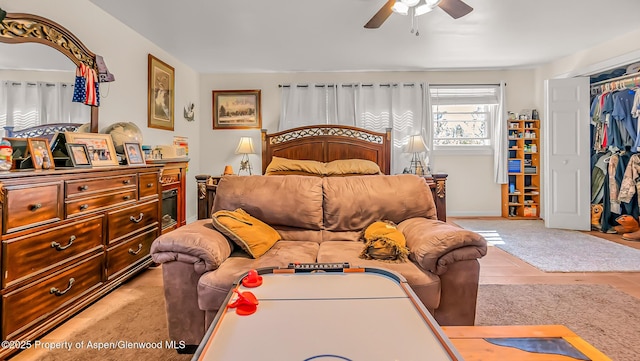 1028 Breeze St, Craig, CO 81625 - bedroom with ceiling fan, a closet, and light wood-style floors