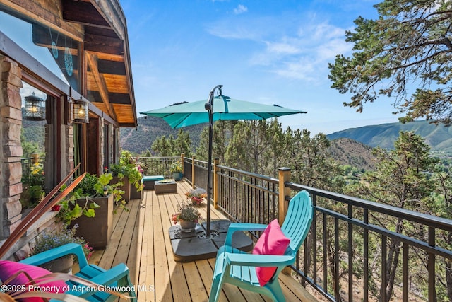 679 Pinon Dr, Basalt, CO 81621 - wooden terrace featuring a mountain view