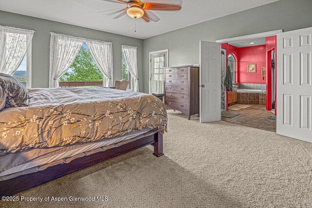 289 Lewis Ln, Craig, CO 81625 - bedroom featuring carpet, ceiling fan, and connected bathroom