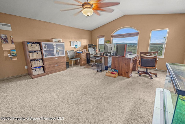 289 Lewis Ln, Craig, CO 81625 - carpeted office space featuring a ceiling fan and lofted ceiling