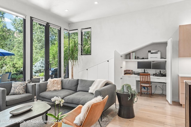 155 Lone Pine Rd Unit 2, Aspen, CO 81611 - living area with light wood-style flooring and recessed lighting