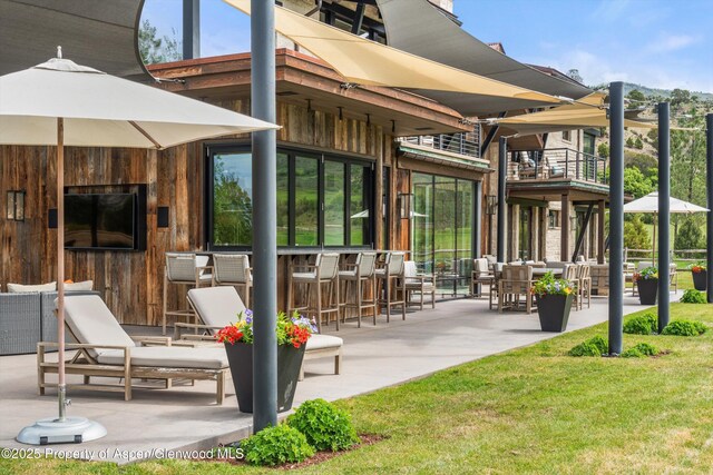 295 Aspen Valley Ranch Rd, Woody Creek, CO 81656 - rear view of property featuring a balcony and a patio
