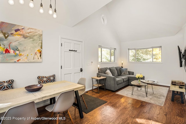 1195 E Cooper Ave Unit A, Aspen, CO 81611 - living room with wood finished floors and high vaulted ceiling