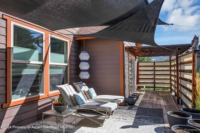 view of patio / terrace with a wooden deck