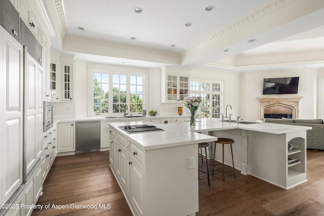 2959 County Road 103, Carbondale, CO 81623 - kitchen with a center island, stainless steel dishwasher, electric stovetop, open floor plan, and healthy amount of natural light