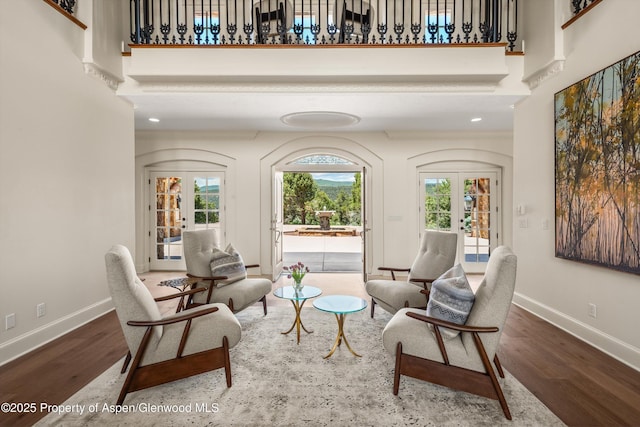 2959 County Road 103, Carbondale, CO 81623 - living area featuring a towering ceiling, wood finished floors, and recessed lighting