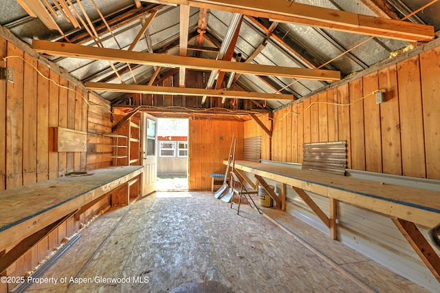 742 W Main St, New Castle, CO 81647 - misc room featuring lofted ceiling and wooden walls