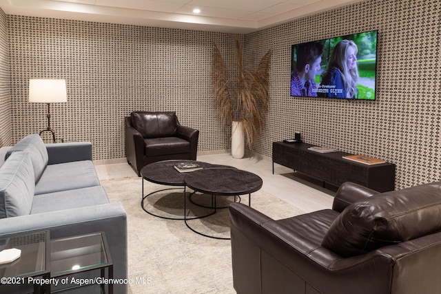 living area featuring recessed lighting