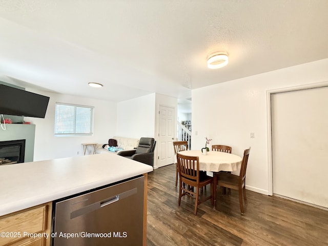 289 Mikala Ln, New Castle, CO 81647 - dining room featuring dark wood finished floors and a glass covered fireplace