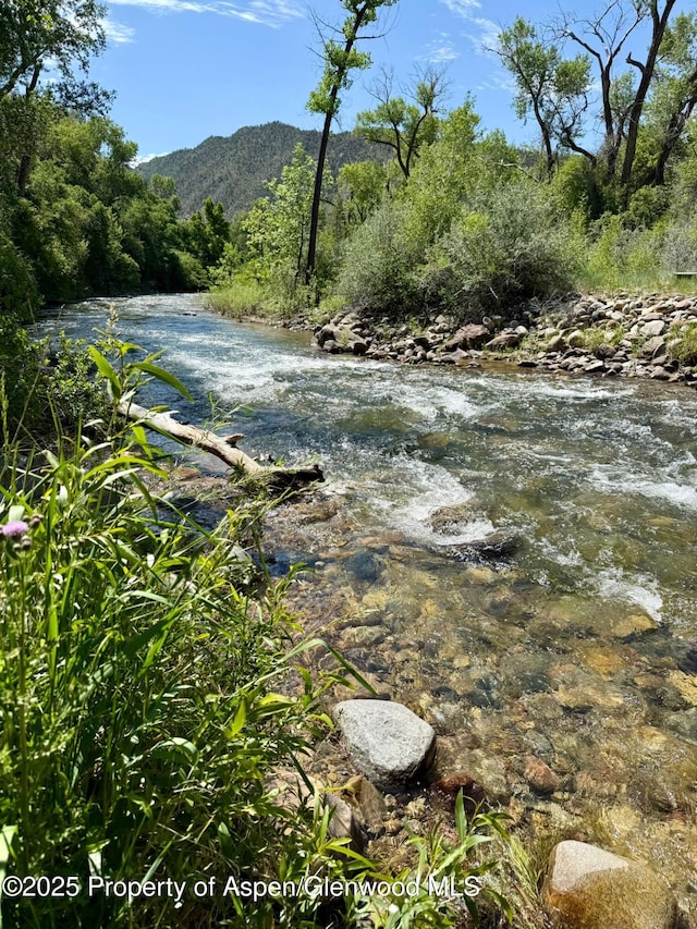 289 Mikala Ln, New Castle, CO 81647 - water view with a mountain backdrop and a heavily wooded area