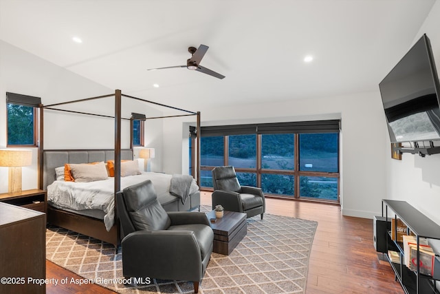 1108 County Road 110, Glenwood Springs, CO 81601 - bedroom with hardwood / wood-style flooring, recessed lighting, and a ceiling fan