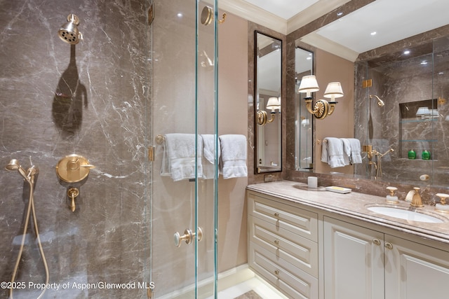 64 Pitkin Way, Aspen, CO 81611 - bathroom featuring vanity and a shower stall