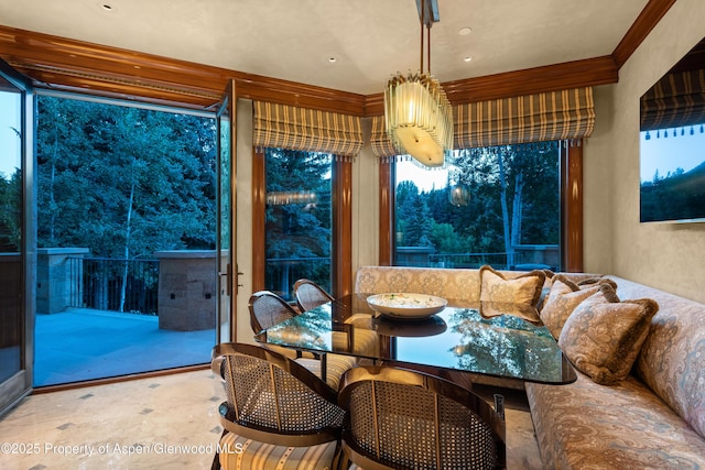 64 Pitkin Way, Aspen, CO 81611 - dining room featuring ornamental molding
