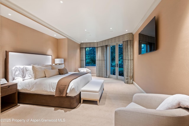 64 Pitkin Way, Aspen, CO 81611 - carpeted bedroom with recessed lighting, access to exterior, and baseboards