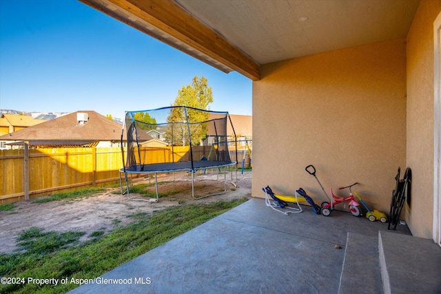 view of patio with a trampoline