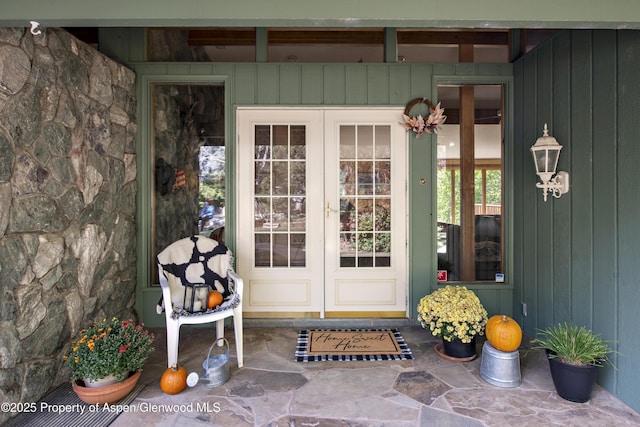 172 Sunny Acres Rd, Glenwood Springs, CO 81601 - view of exterior entry with french doors and stone siding