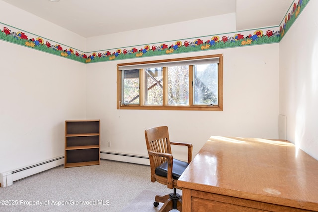 172 Sunny Acres Rd, Glenwood Springs, CO 81601 - office area with a baseboard radiator and light colored carpet