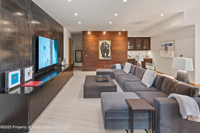 1000 Lazy O Rd, Snowmass, CO 81654 - living room with recessed lighting and light carpet