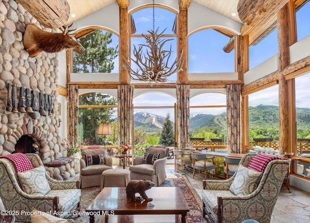 87 Magnifico Dr, Aspen, CO 81611 - sunroom featuring lofted ceiling and a mountain view