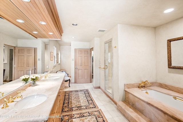 333 W Hopkins Ave, Aspen, CO 81611 - full bath featuring recessed lighting, a shower stall, visible vents, a sink, and a bath
