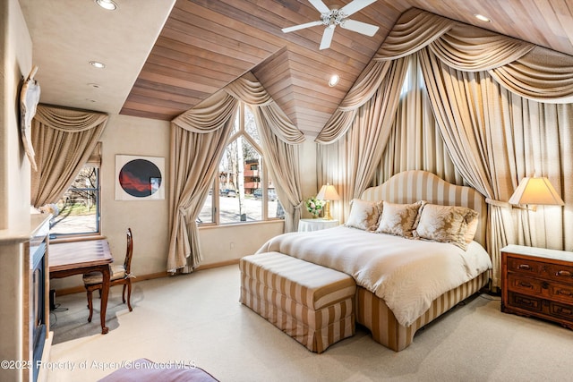 333 W Hopkins Ave, Aspen, CO 81611 - bedroom with recessed lighting, lofted ceiling, light colored carpet, and multiple windows