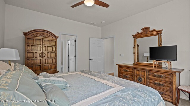 150 Castle Ct, New Castle, CO 81647 - bedroom with carpet floors and a ceiling fan