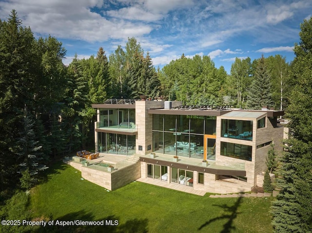 102 Wood Duck Ln, Aspen, CO 81611 - rear view of house with a yard and a sunroom